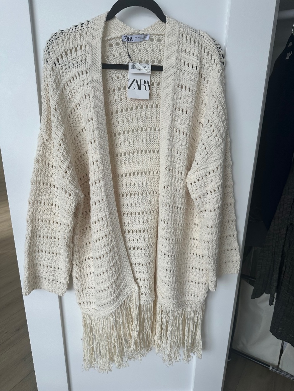 NWT ZARA Kimono Cardigan Knit Fringe Size L-XL